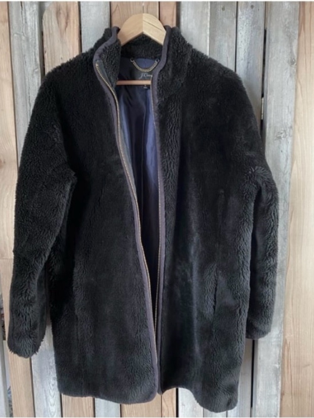 J.Crew Black Fleece Zip-Up Jacket Sz M